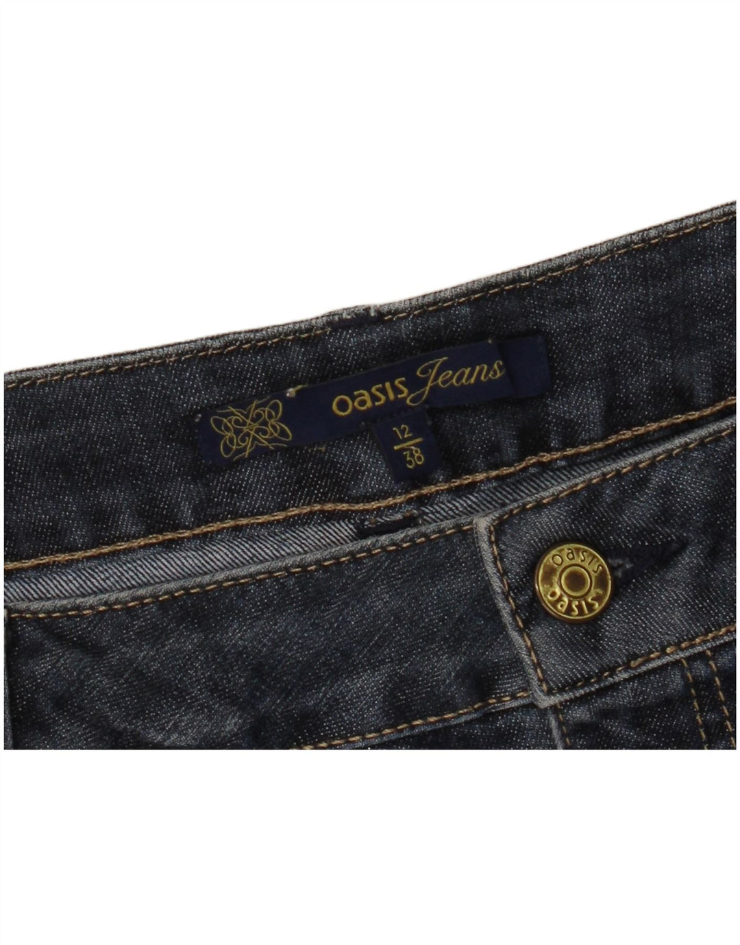 Saia jeans feminina OASIS Reino Unido 12 médio W30 azul