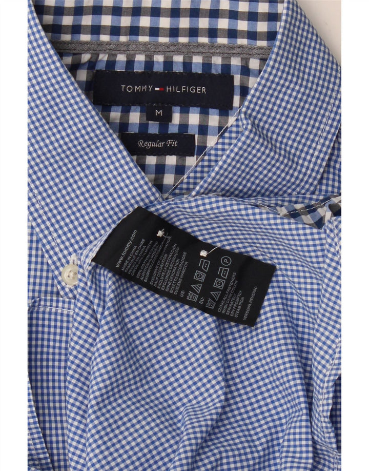 TOMMY HILFIGER Camisa masculina de manga curta de ajuste regular médio azul guingão