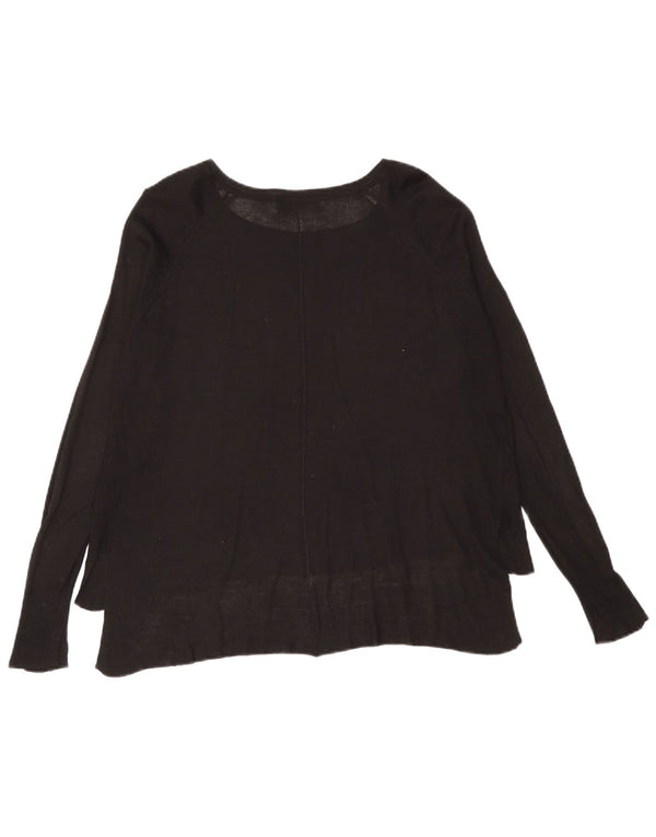 Zara Top feminino oversized manga comprida Reino Unido 10 viscose preta pequena