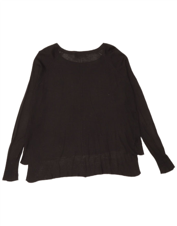 Zara Top feminino oversized manga comprida Reino Unido 10 viscose preta pequena