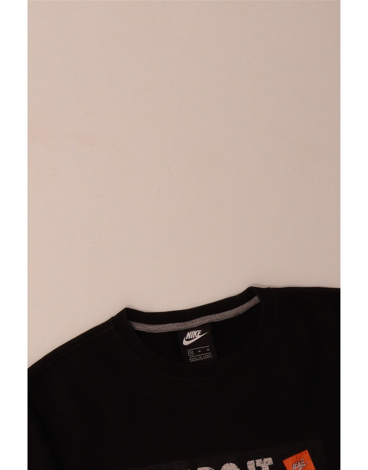 NIKE Mens Graphic Moletom Jumper Médio Algodão Preto