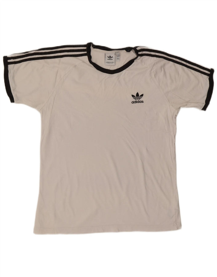ADIDAS Mens T-Shirt Top Grande Algodão Branco