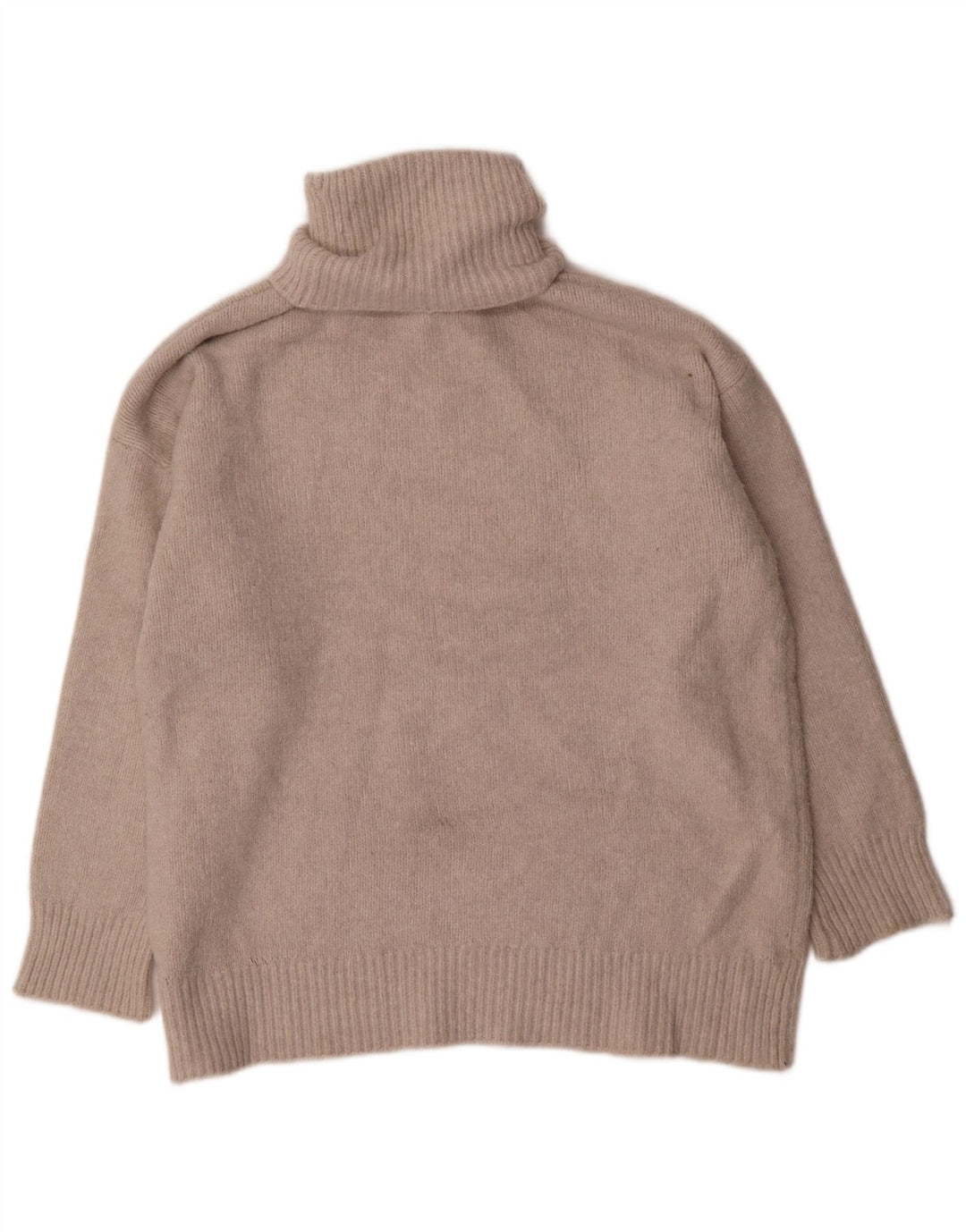 Zara Suéter feminino oversized com gola redonda Reino Unido 14 poliéster bege médio