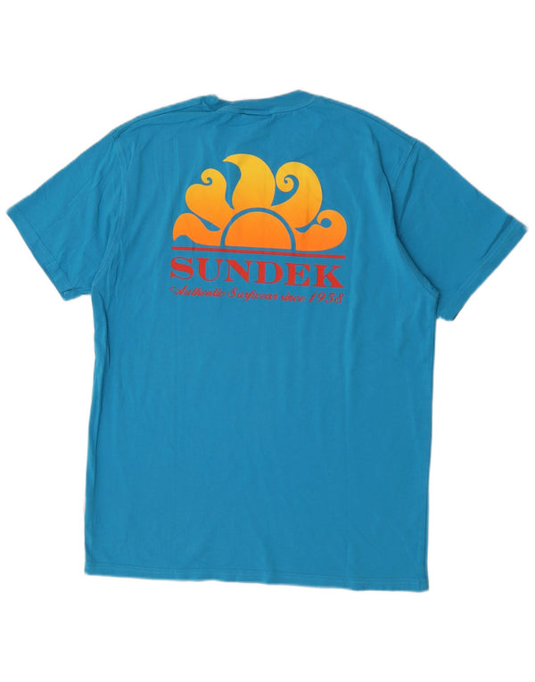 Camiseta masculina Sundek com estampa gráfica grande de algodão azul