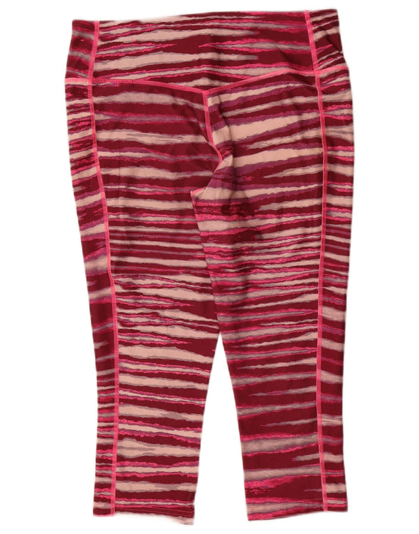 Nike Womens Dri Fit Capri Leggings UK 14 Grande Borgonha Listrado