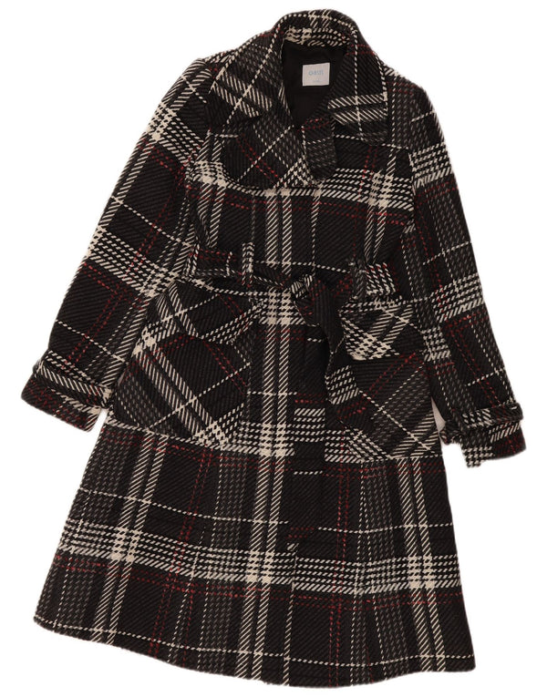 Sobretudo feminino Oasis UK 8 pequeno preto xadrez lã