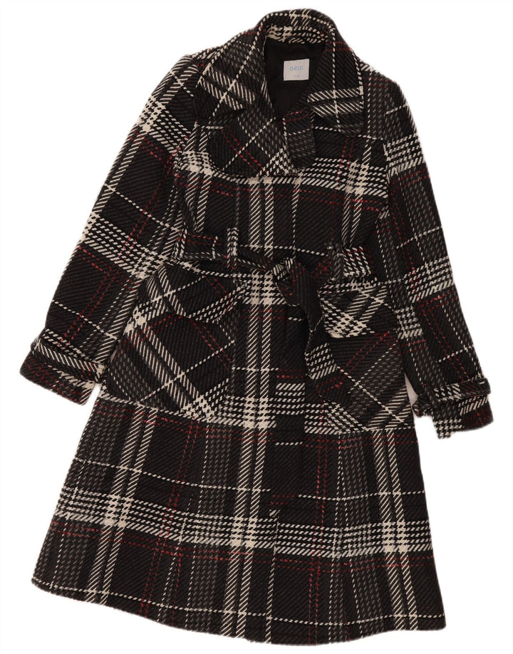 Sobretudo feminino Oasis UK 8 pequeno preto xadrez lã