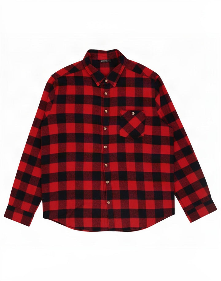 Camisa masculina idêntica de flanela XL algodão guingão vermelho