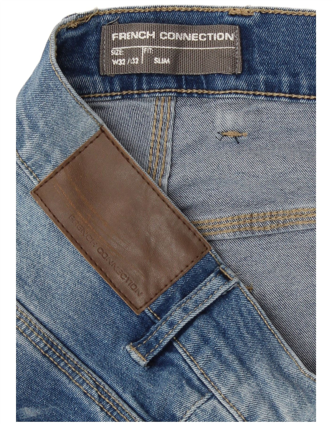 French Connection Masculino Slim Jeans W32 L32 Azul Algodão