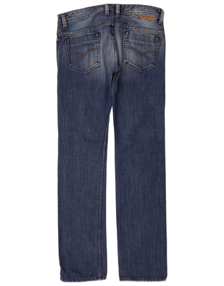 DIESEL feminino Safado desgastado jeans reto W32 L34 algodão azul