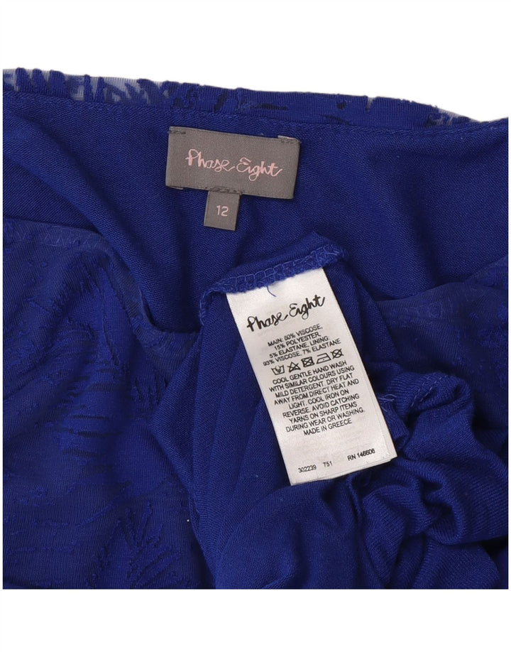 Fase Eight Top feminino oversized manga 3/4 Reino Unido 12 azul médio floral