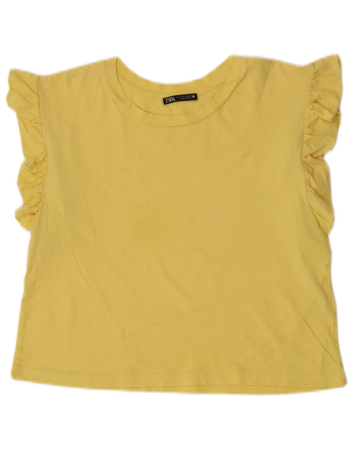 Colete feminino Zara UK 10 pequeno algodão amarelo