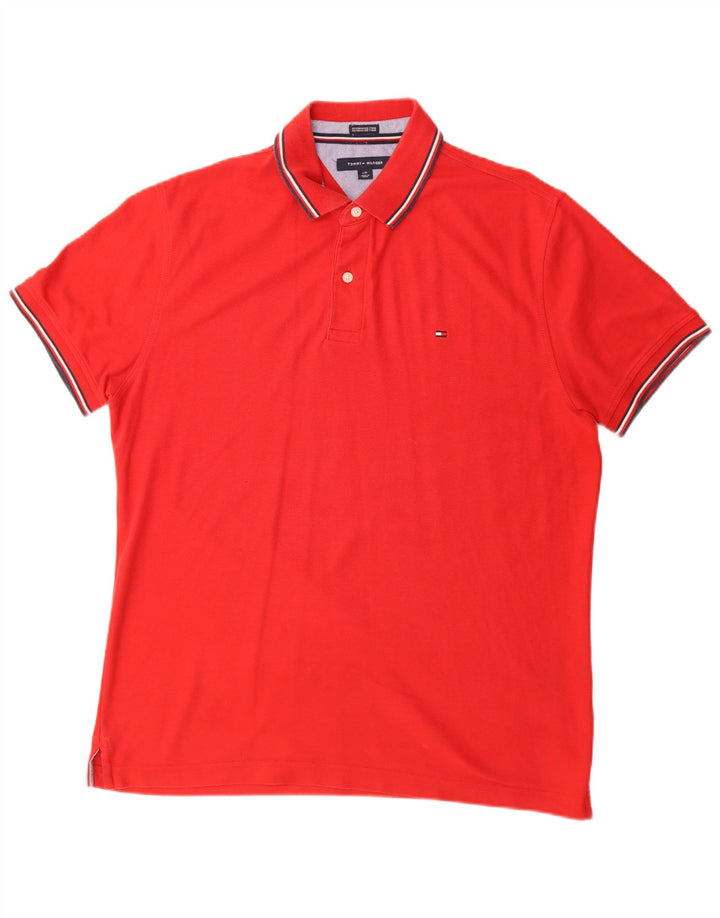 Camisa polo masculina Tommy Hilfiger grande algodão vermelho