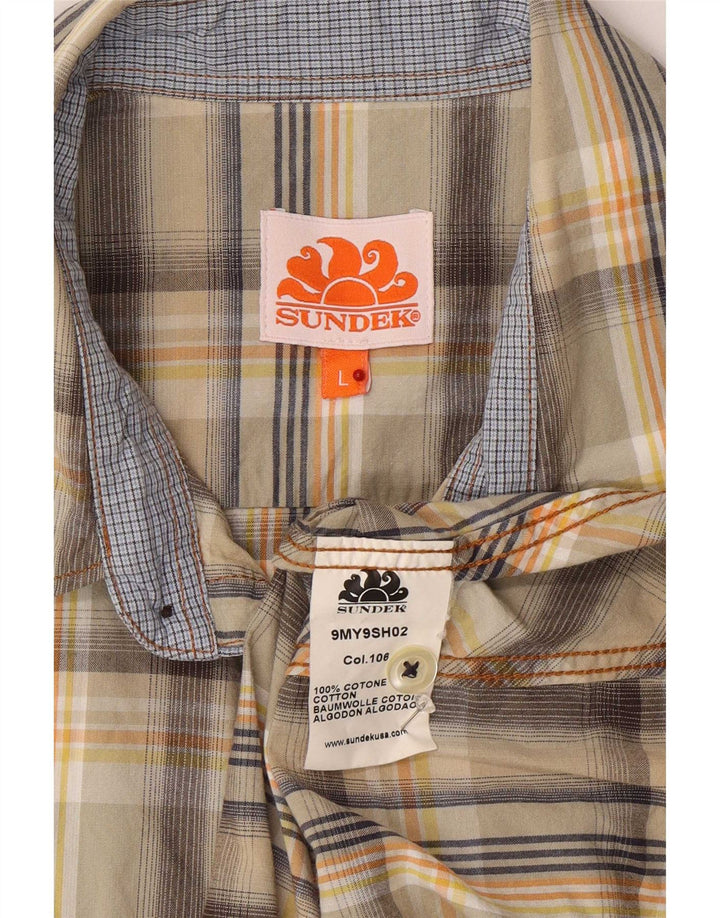 Camisa masculina Sundek de manga curta grande xadrez multicolorida de algodão