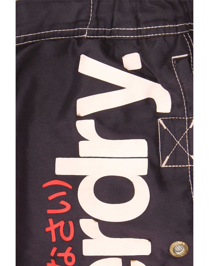 Shorts de natação masculino Superdry Graphic azul marinho médio poliéster