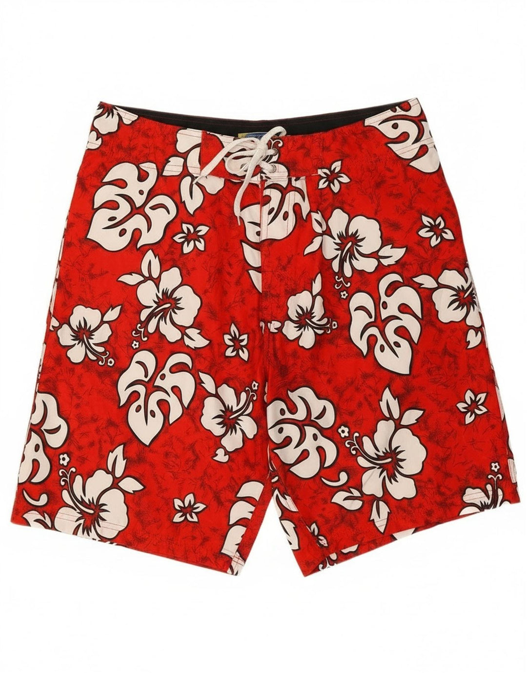 Shorts de natação masculino Sapore Di Mare médio vermelho floral poliéster havaiano