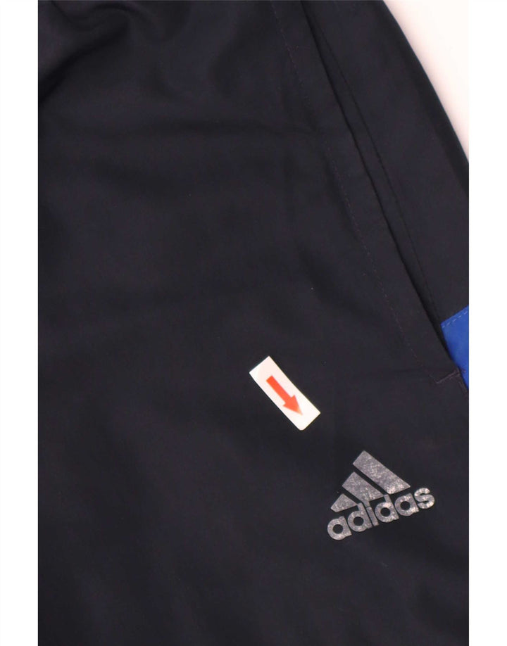 Calça de treino masculina Adidas pequena azul marinho colorblock poliéster