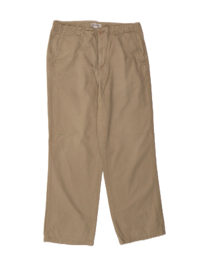 CALVIN KLEIN Mens Straight Chino Trousers  W34 L32 Beige Cotton Vintage Calvin Klein and Second-Hand Calvin Klein from Messina Hembry 