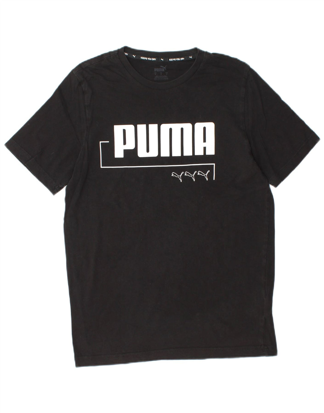 PUMA Mens Graphic T-Shirt Top Small Black Cotton