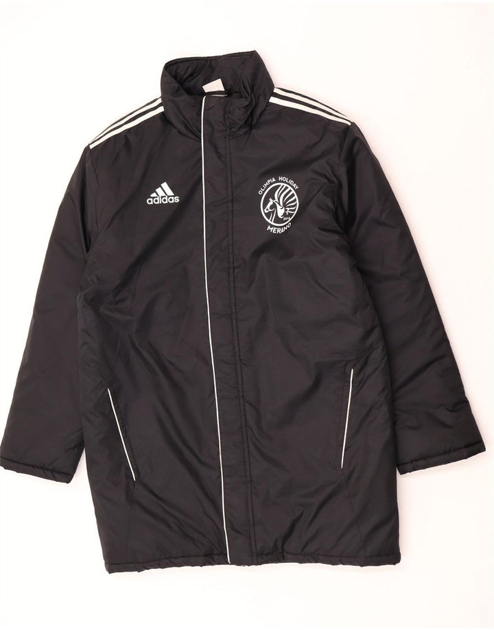 Casaco acolchoado gráfico masculino Adidas UK 38/40 médio preto nylon
