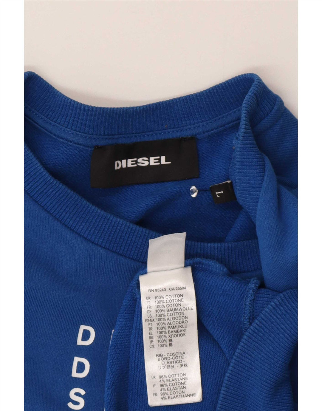 Diesel masculino moletom gráfico jumper grande algodão azul