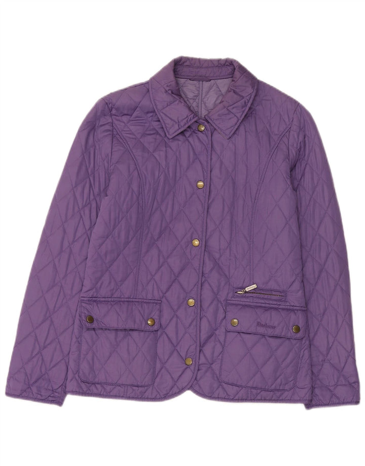 Jaqueta acolchoada feminina Barbour UK 12 poliéster roxo médio