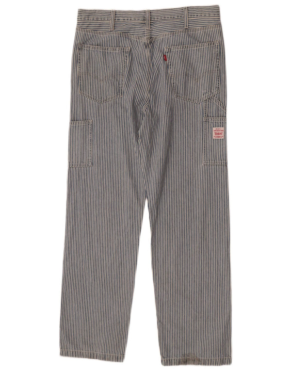 Calça masculina reta casual Levi's W34 L34 algodão listrado azul