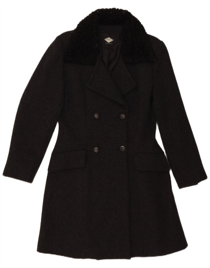 Casaco feminino Atos Lombardini com peito duplo UK 12 médio preto