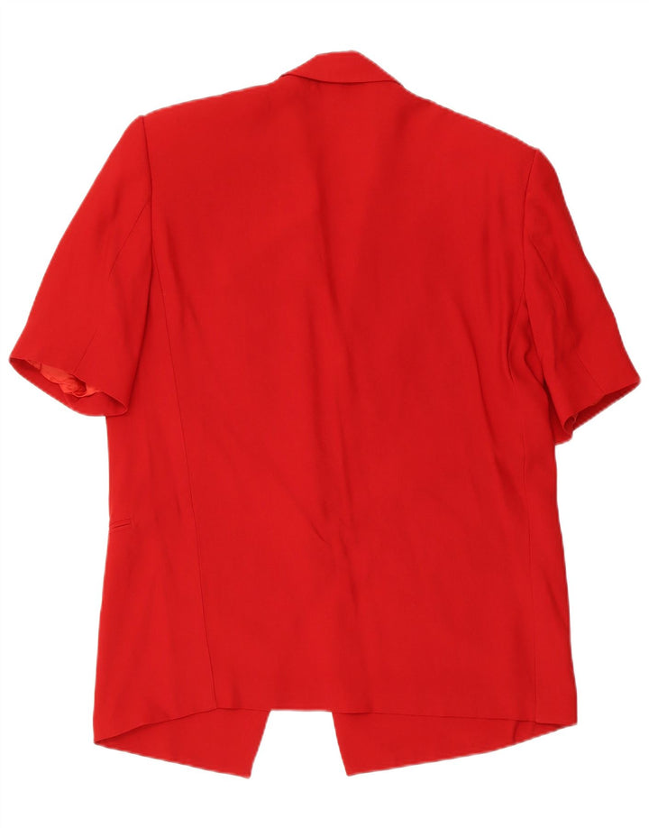 Jaqueta blazer feminina vintage de manga curta com 1 botão Reino Unido 14 vermelho médio
