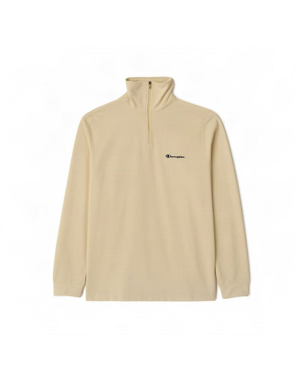 Jumper de lã masculino Champion com zíper e gola grande em poliéster branco