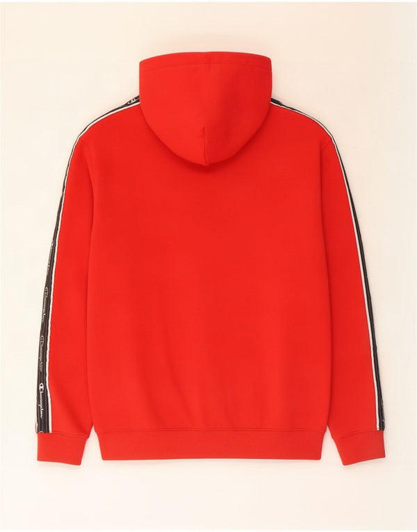 Jumper masculino com capuz gráfico Champion médio vermelho algodão colorblock