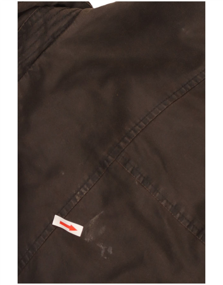 Jaqueta feminina encerada com capuz militar Fat Face UK 10 pequena marrom