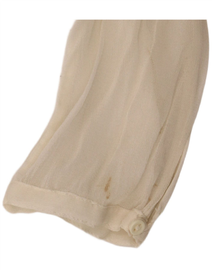 Zara blusa feminina oversized transparente de manga comprida top Reino Unido 10 pequeno bege