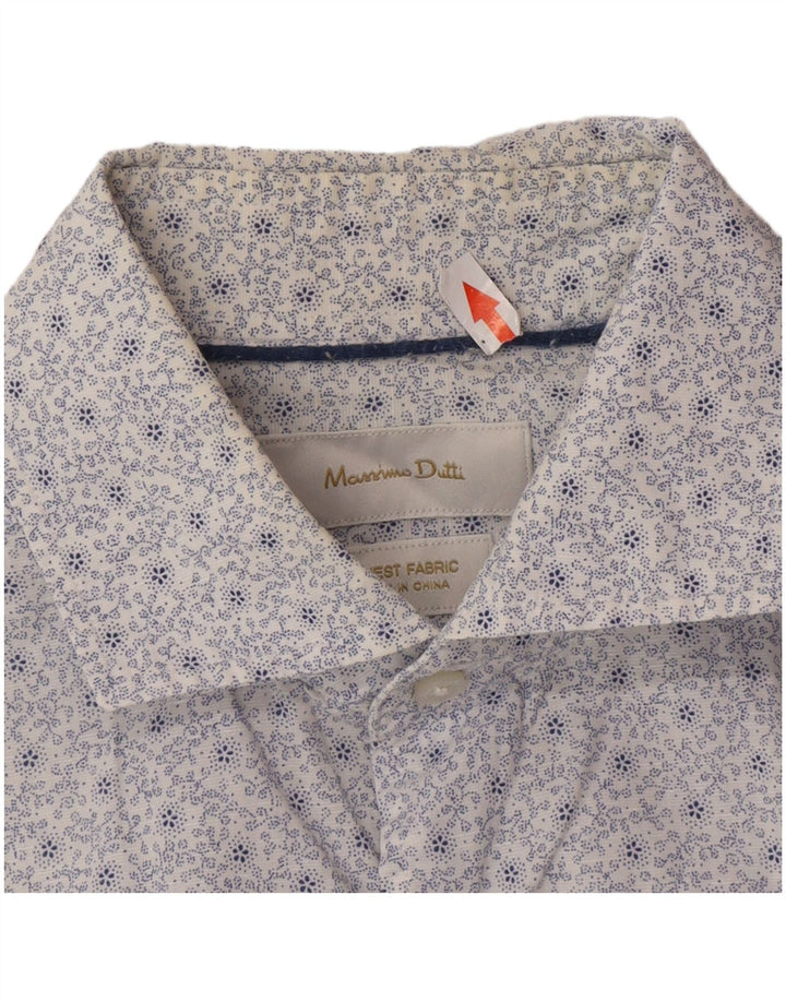 Camisa masculina Massimo Dutti pequena floral branca de algodão
