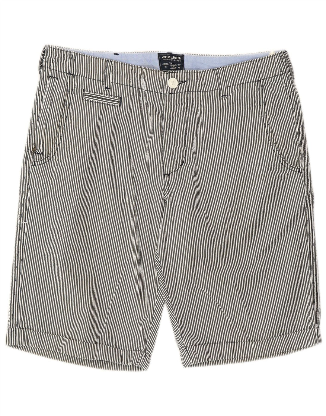 Shorts casuais masculinos Woolrich W32 algodão listrado cinza médio