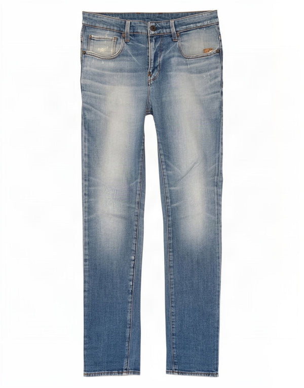 Calça jeans masculina G-Star Revend desgastada super slim W32 L32 algodão azul