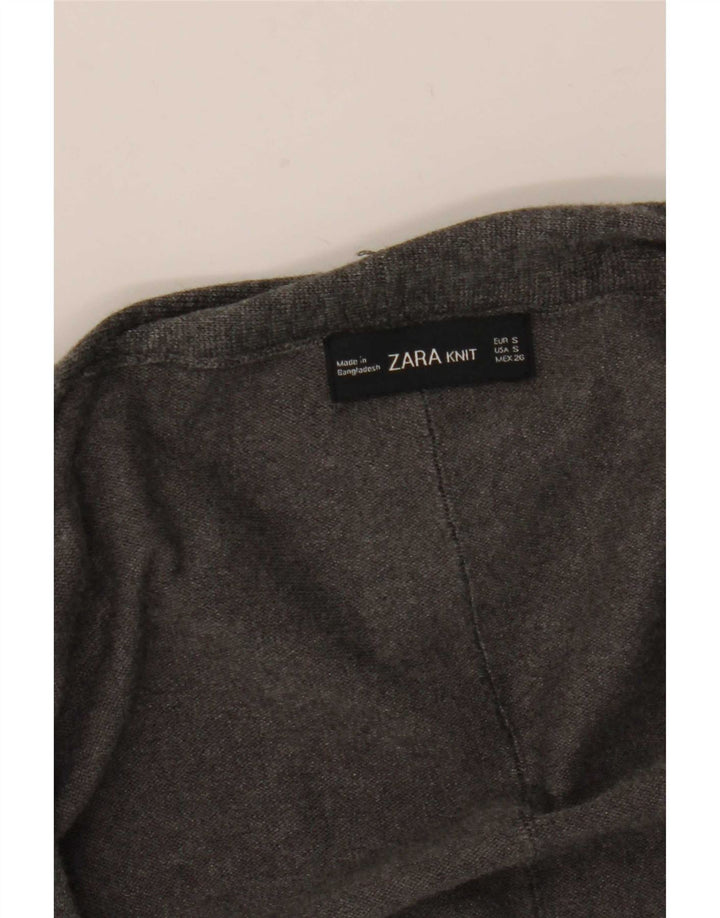 Zara Suéter Cardigan Aberto Feminino Reino Unido 10 Pequeno Cinza