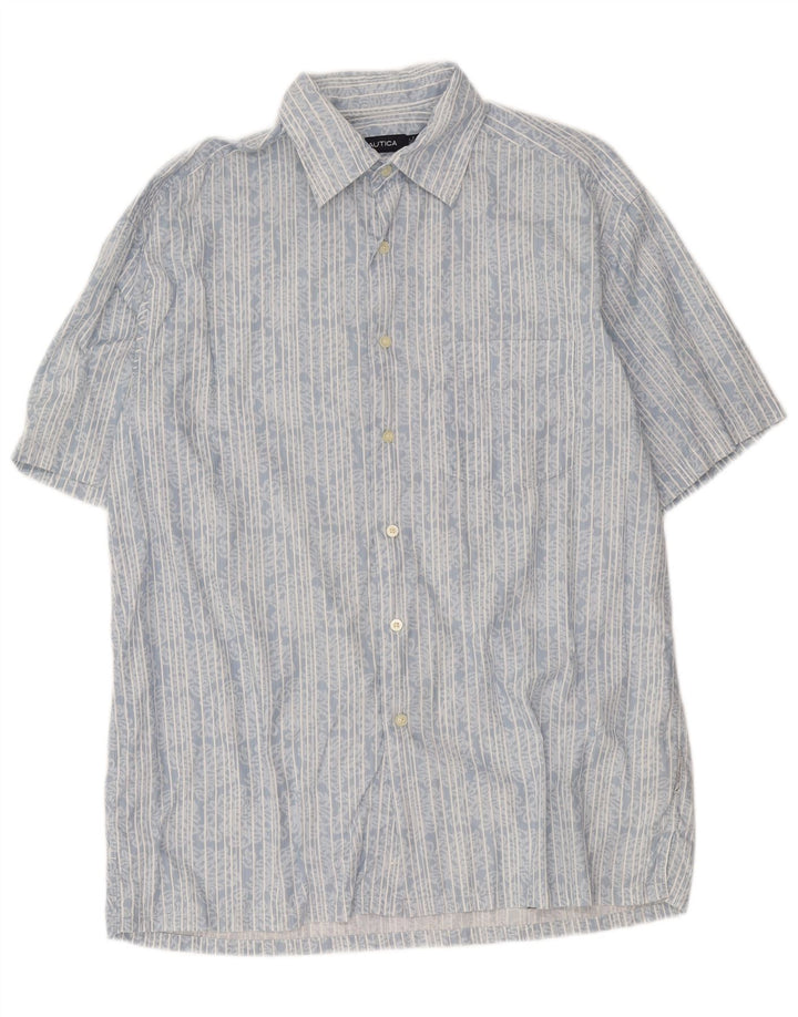 Camisa masculina de manga curta Nautica grande algodão listrado azul