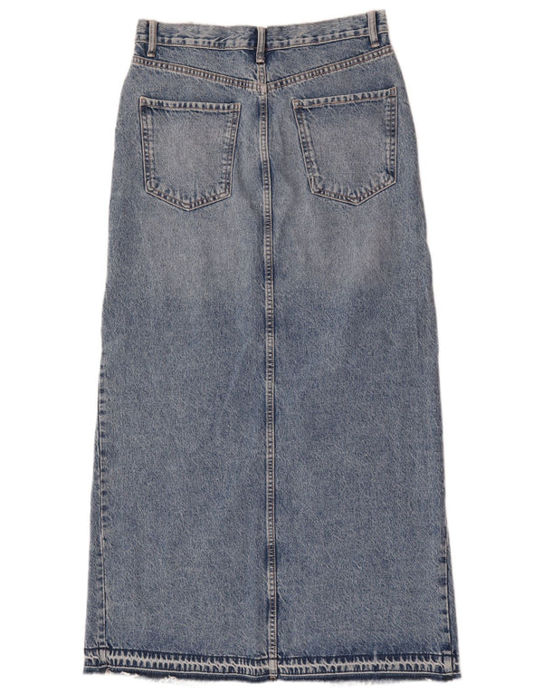 Zara Saia jeans maxi feminina média W28 algodão azul