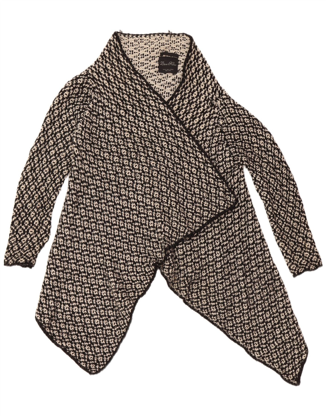 Suéter cardigã feminino aberto grande ZARA Reino Unido 14 acrílico preto médio