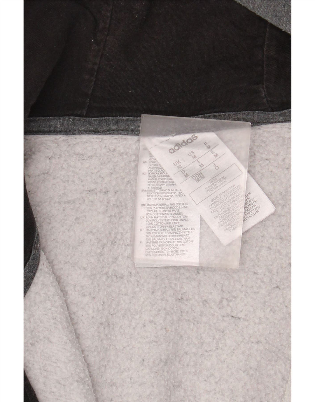 ADIDAS Mens Zip Hoodie Sweater Médio Algodão Cinza