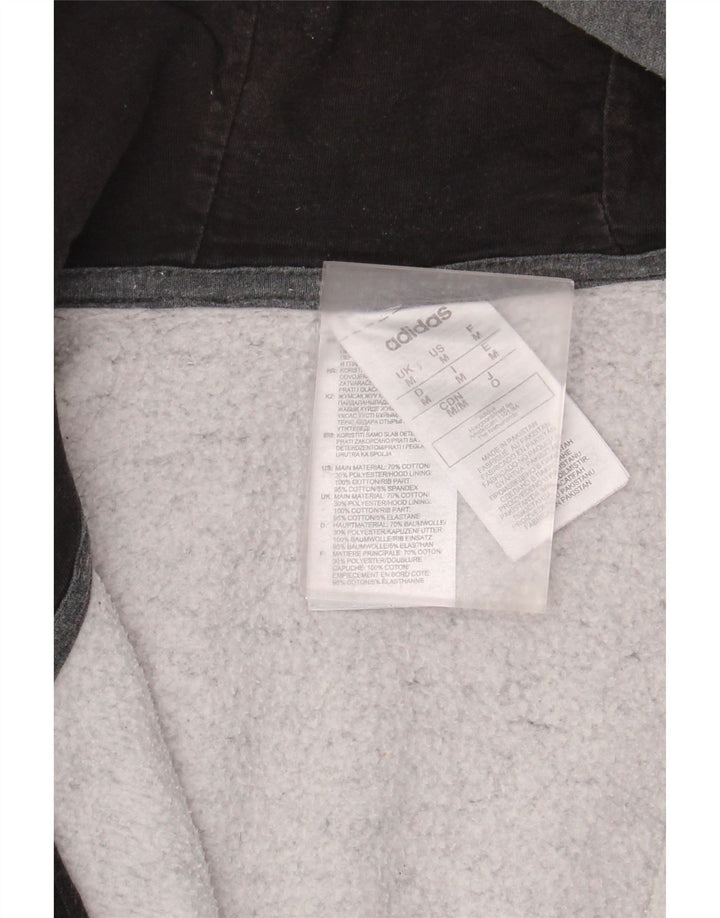 ADIDAS Mens Zip Hoodie Sweater Médio Algodão Cinza