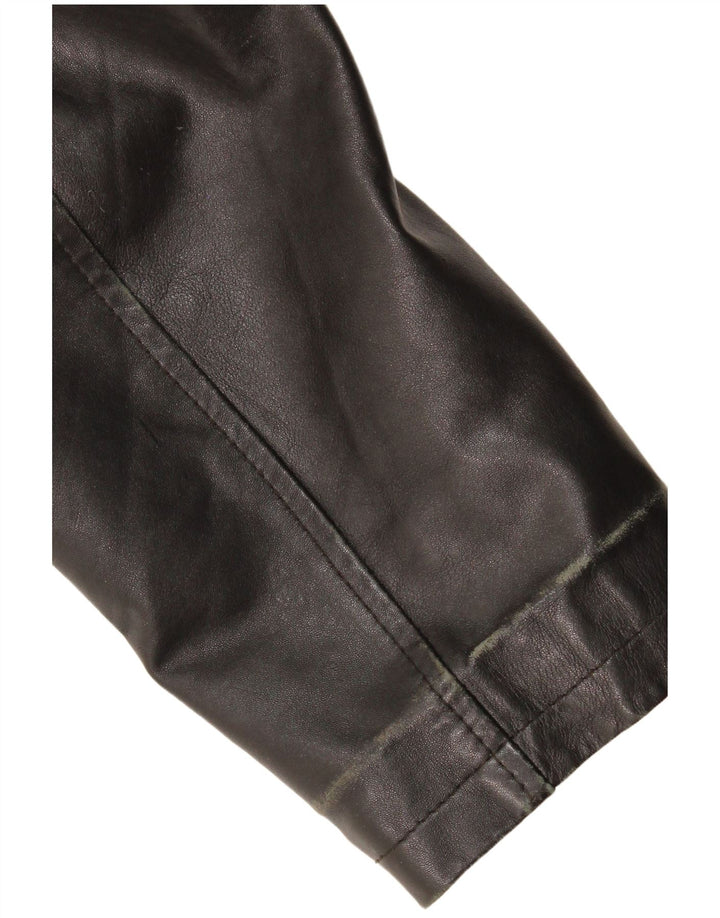 Jaqueta de couro feminina vintage Reino Unido 14 couro preto médio