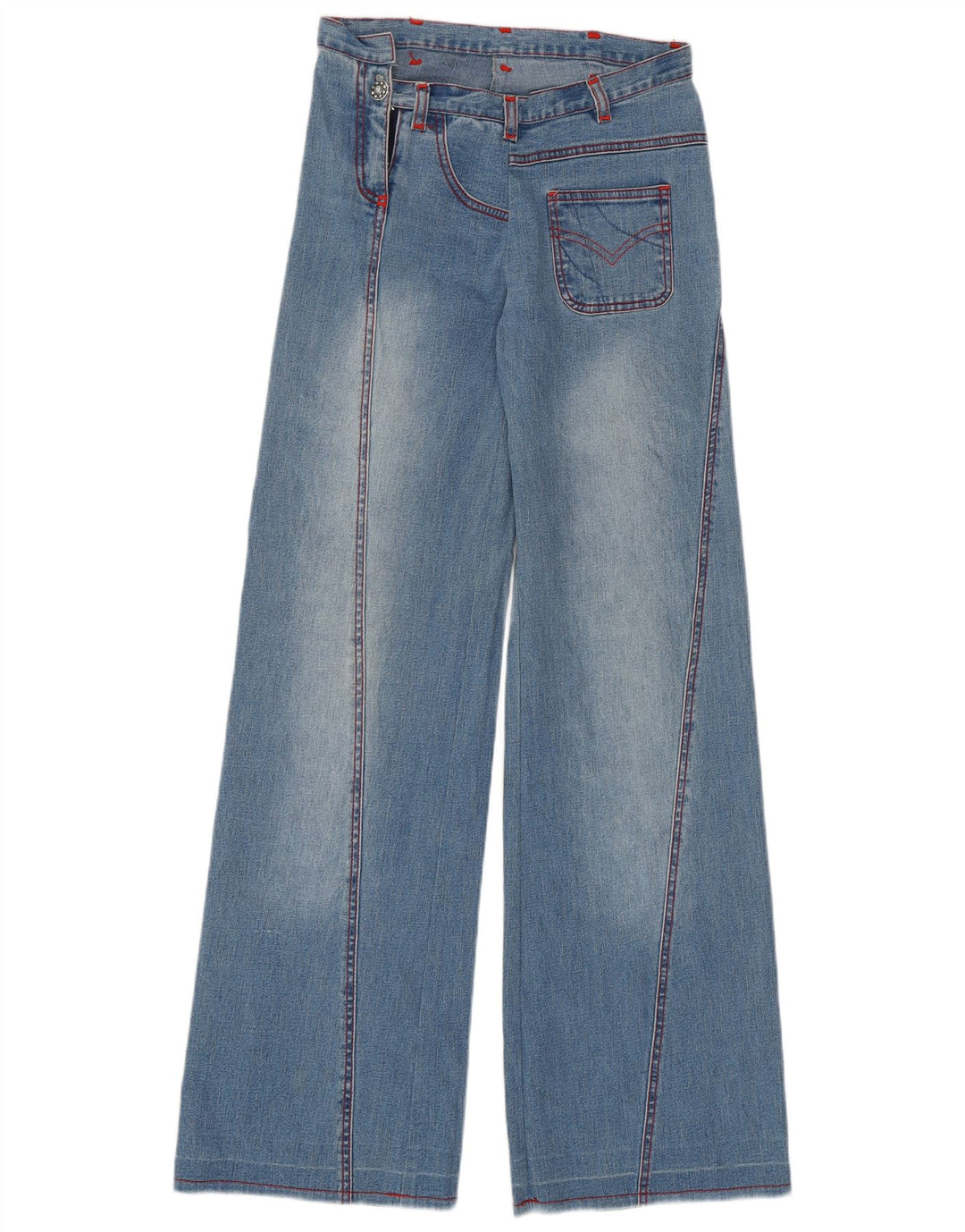 Jeans VINTAGE feminino de perna larga W26 L33 azul