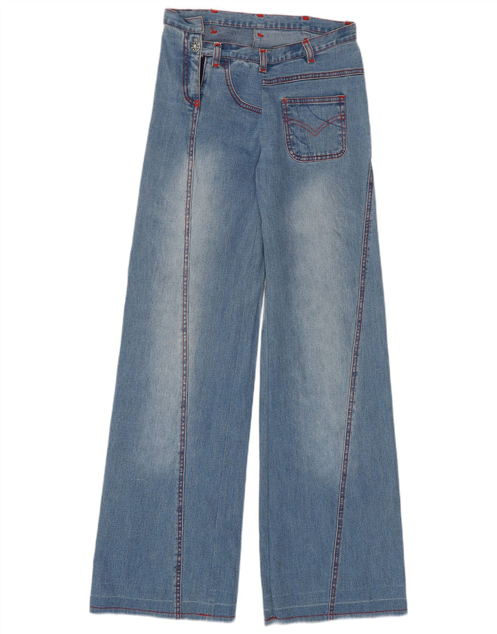 Jeans VINTAGE feminino de perna larga W26 L33 azul