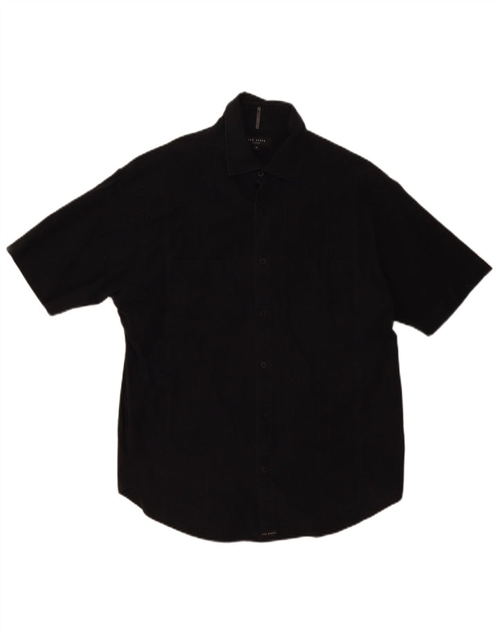 Camisa masculina de manga curta Ted Baker tamanho 4 grande algodão preto