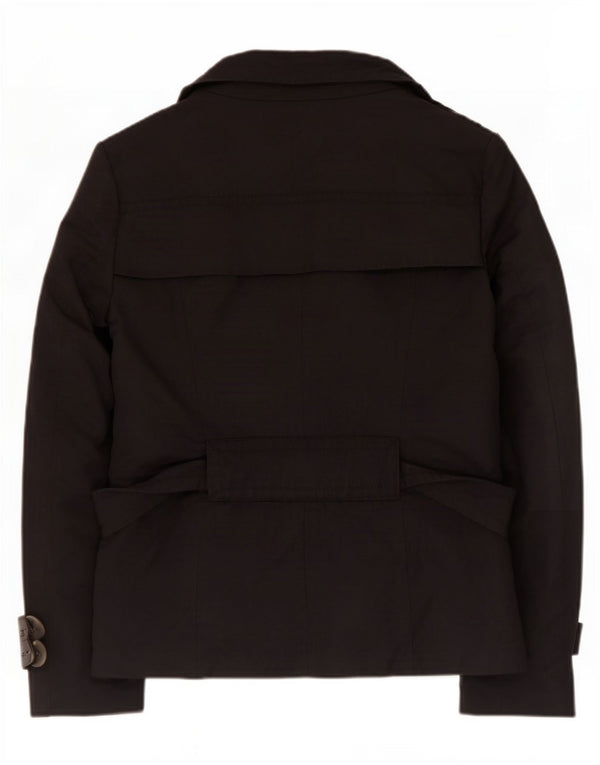 Zara Womens Pea Coat UK 12 Médio Algodão Preto