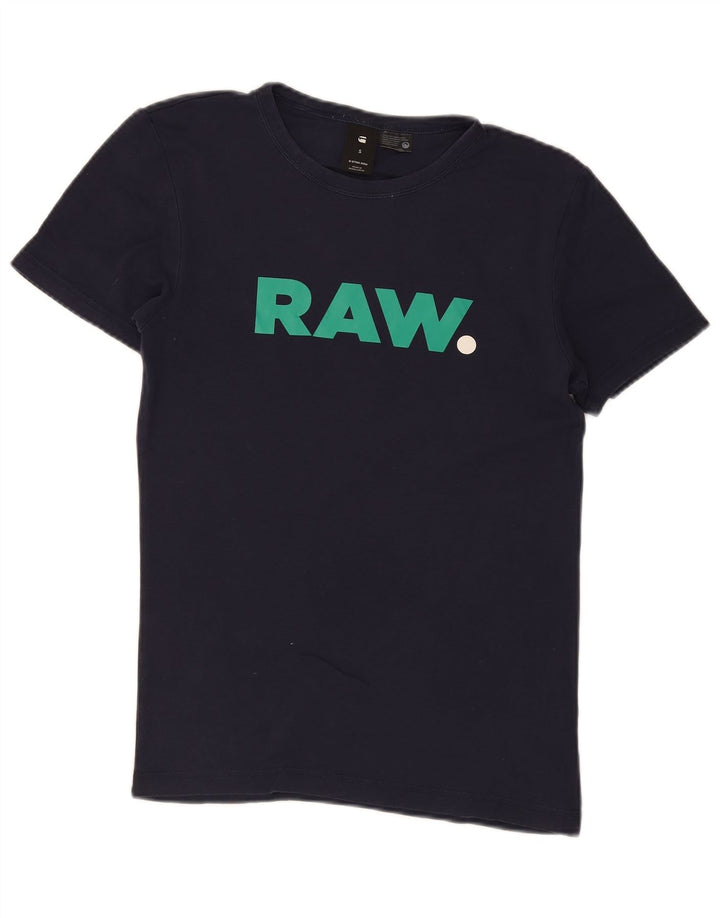 Camiseta gráfica masculina G-Star Top pequeno algodão azul marinho