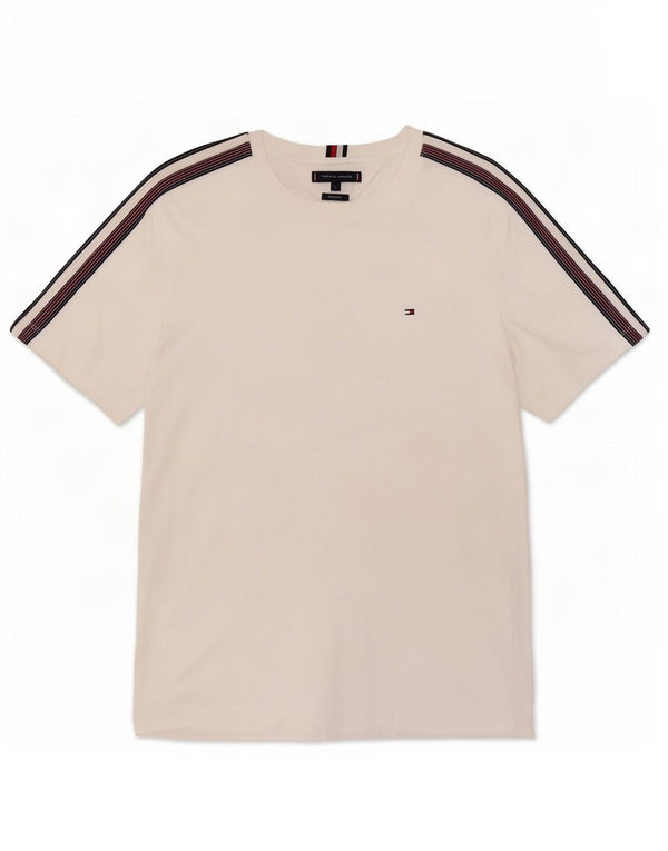 Tommy Hilfiger Camiseta masculina Regular Fit Top grande de algodão branco