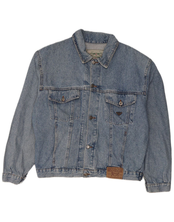 Jaqueta jeans masculina vintage UK 42 XL algodão azul
